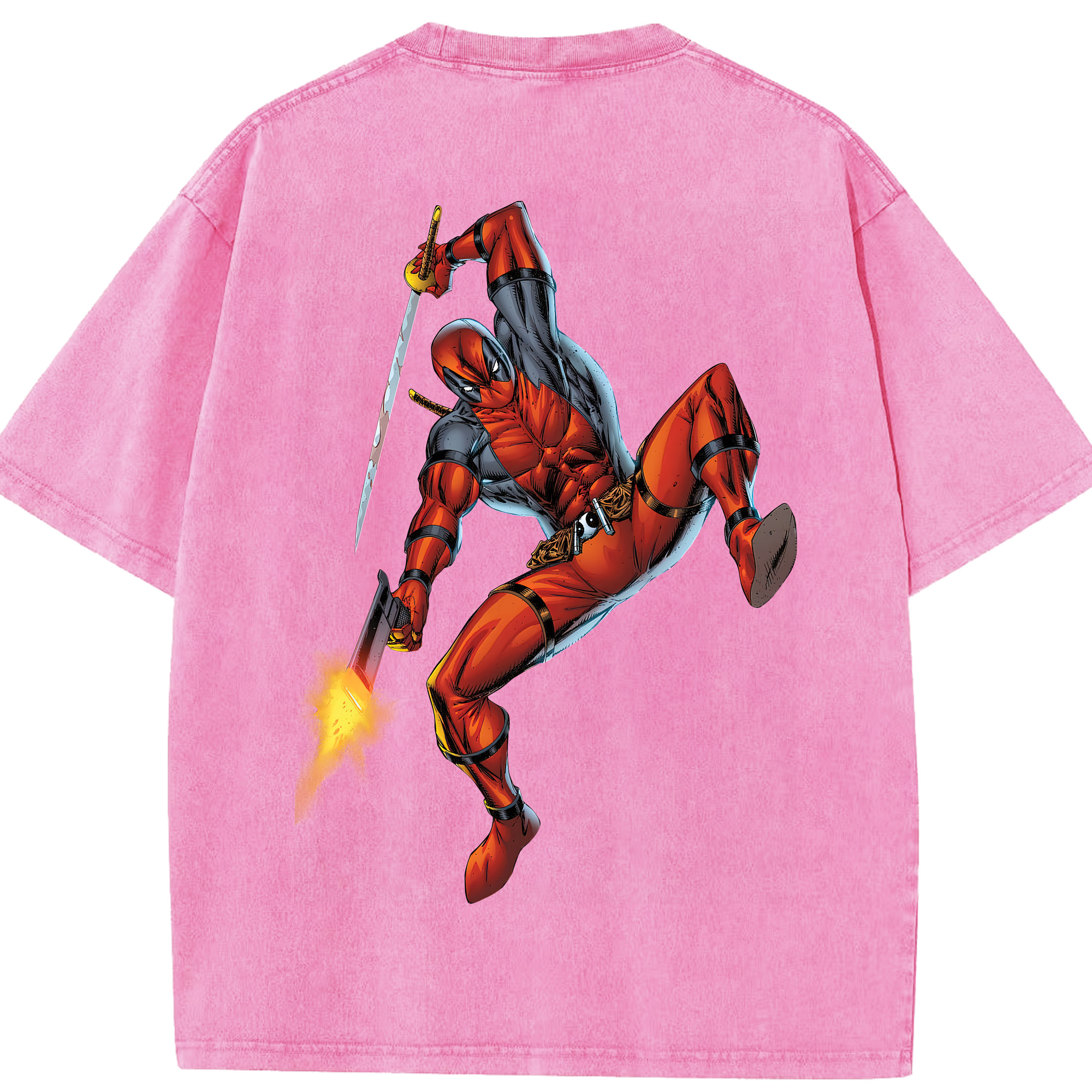 （画像用） Deadpool デッドプール 綿100% ヴィンテージ風 半袖Tシャツ（背面プリント）